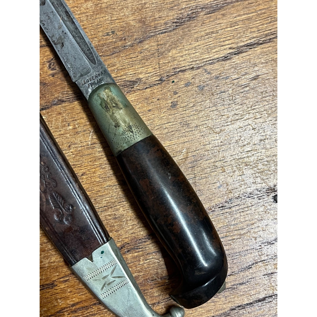 Vintage Iisakki Jarvenpaa Finland Puukko Knife w/ Leather Sheath Hunting 7.5"