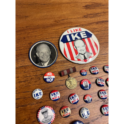 Vintage 1950s Dwight Eisenhower Ike for President Pins Buttons Huge Lot Flasher ++