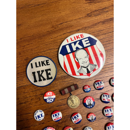 Vintage 1950s Dwight Eisenhower Ike for President Pins Buttons Huge Lot Flasher ++