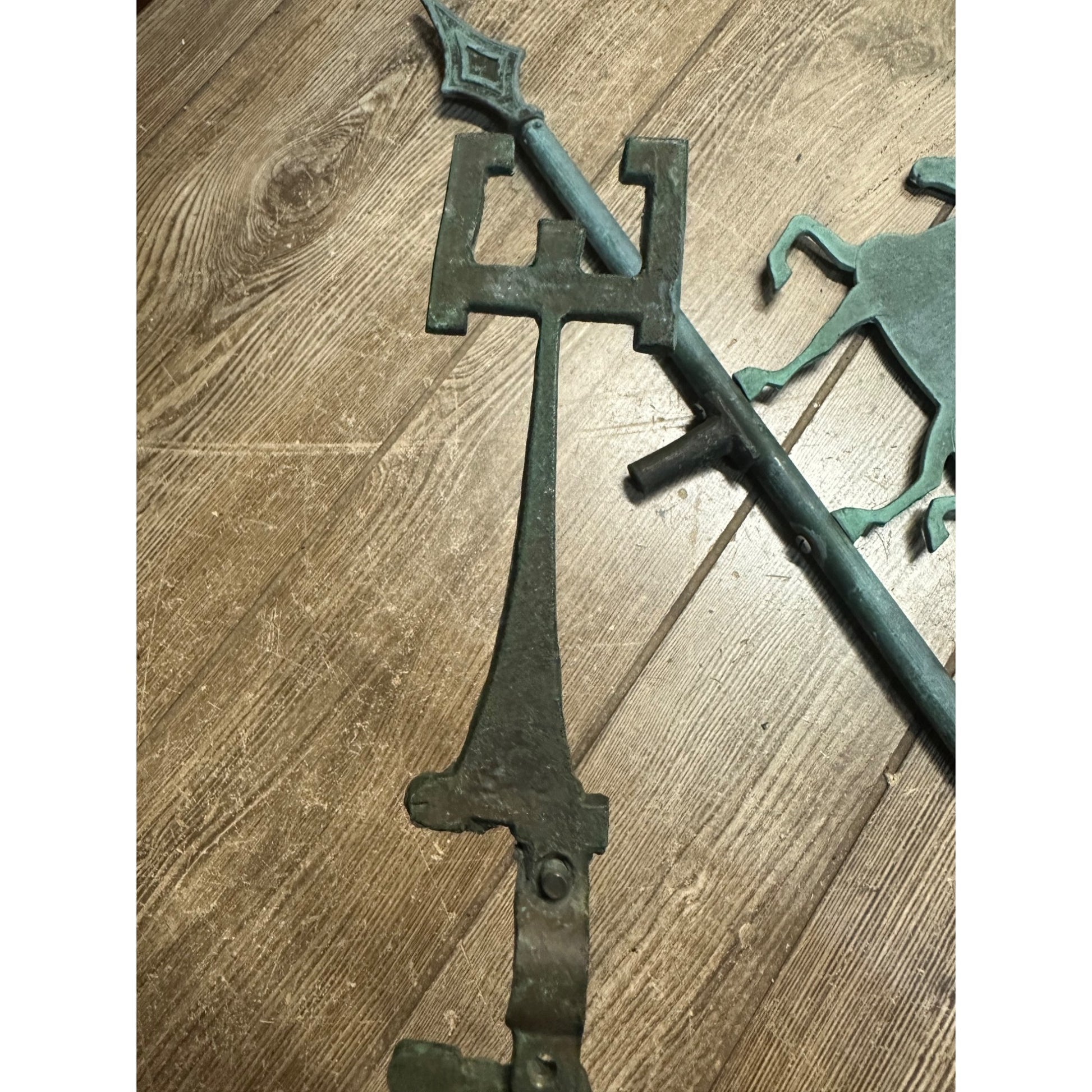 Antique Copper or Bronze Horse Weathervane w/ Directional Arrows Farm Barn