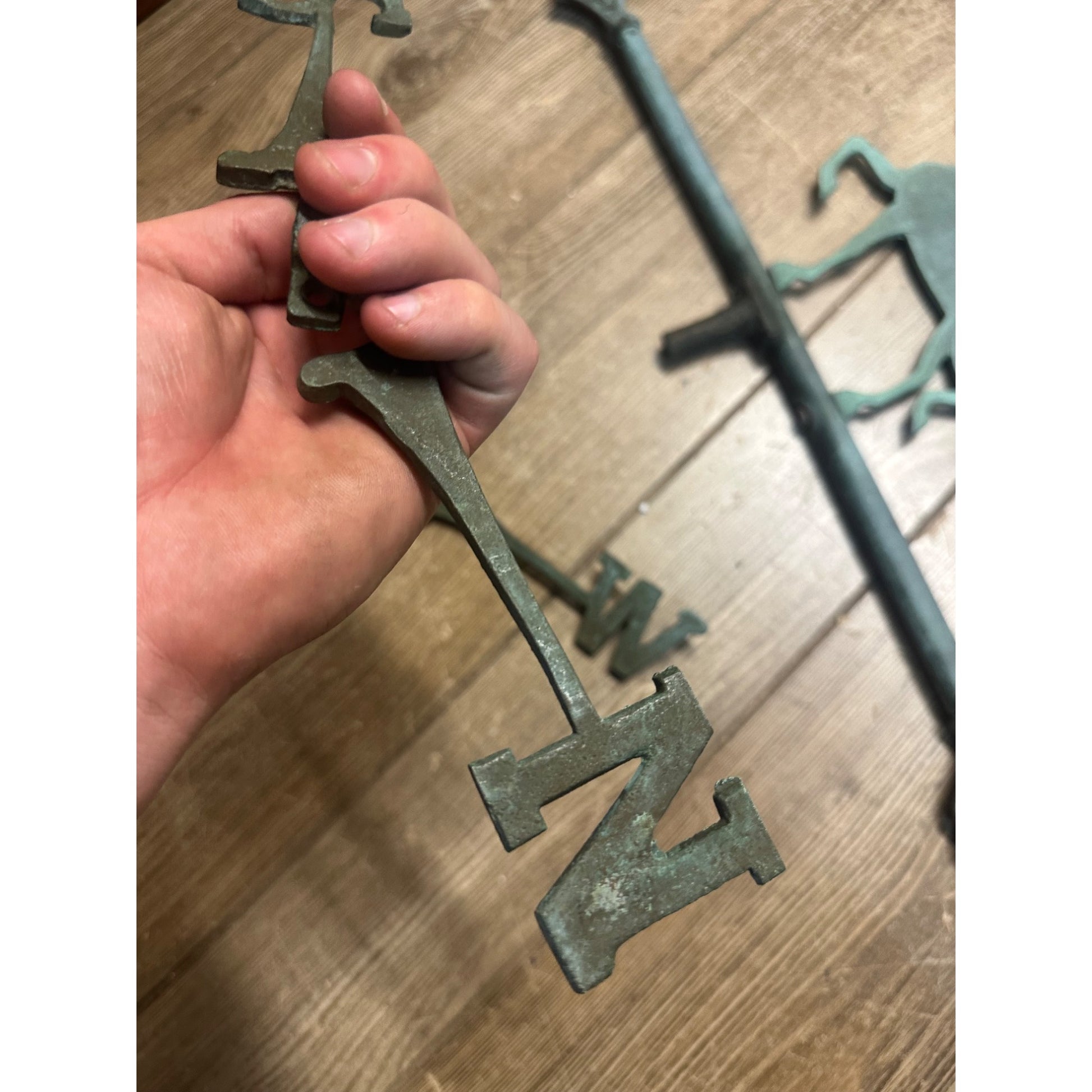 Antique Copper or Bronze Horse Weathervane w/ Directional Arrows Farm Barn