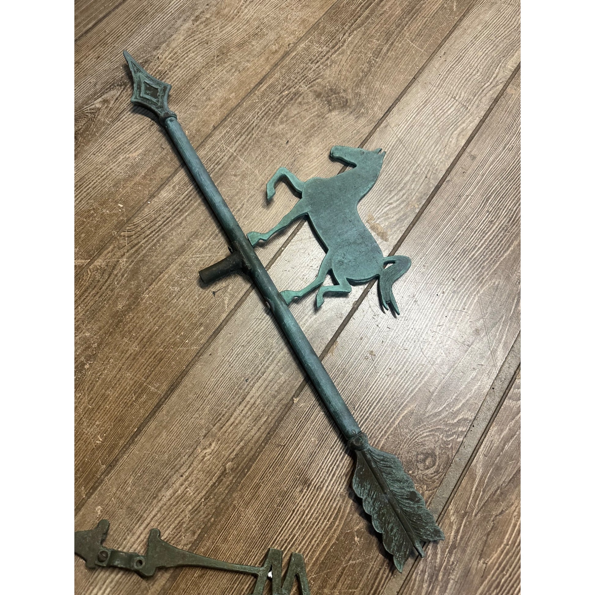 Antique Copper or Bronze Horse Weathervane w/ Directional Arrows Farm Barn