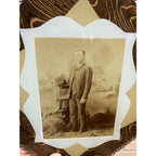 Antique Victorian Unusual Solid Glass Picture Frame w/ Photo Wood Grain Pattern