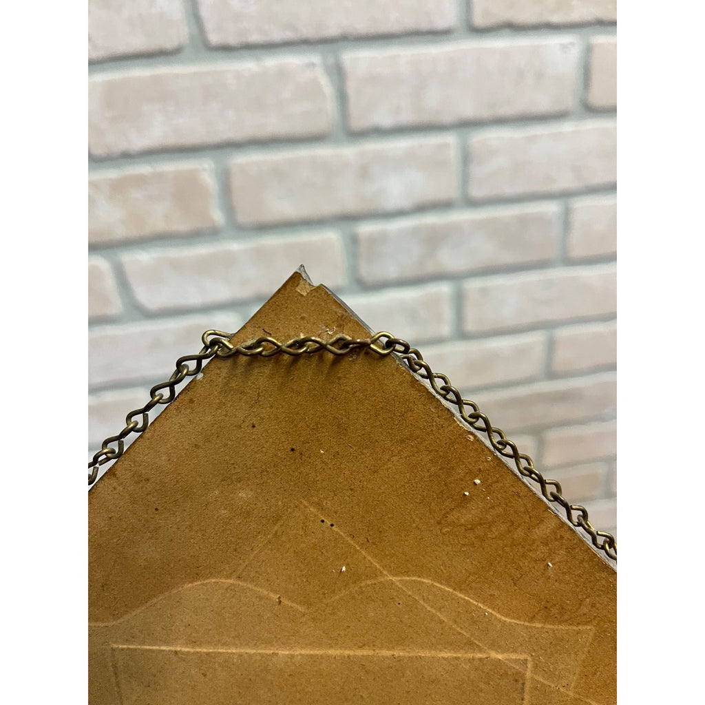 Antique Victorian Unusual Solid Glass Picture Frame w/ Photo Wood Grain Pattern