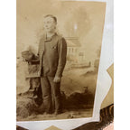 Antique Victorian Unusual Solid Glass Picture Frame w/ Photo Wood Grain Pattern