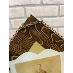 Antique Victorian Unusual Solid Glass Picture Frame w/ Photo Wood Grain Pattern