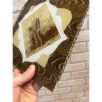 Antique Victorian Unusual Solid Glass Picture Frame w/ Photo Wood Grain Pattern