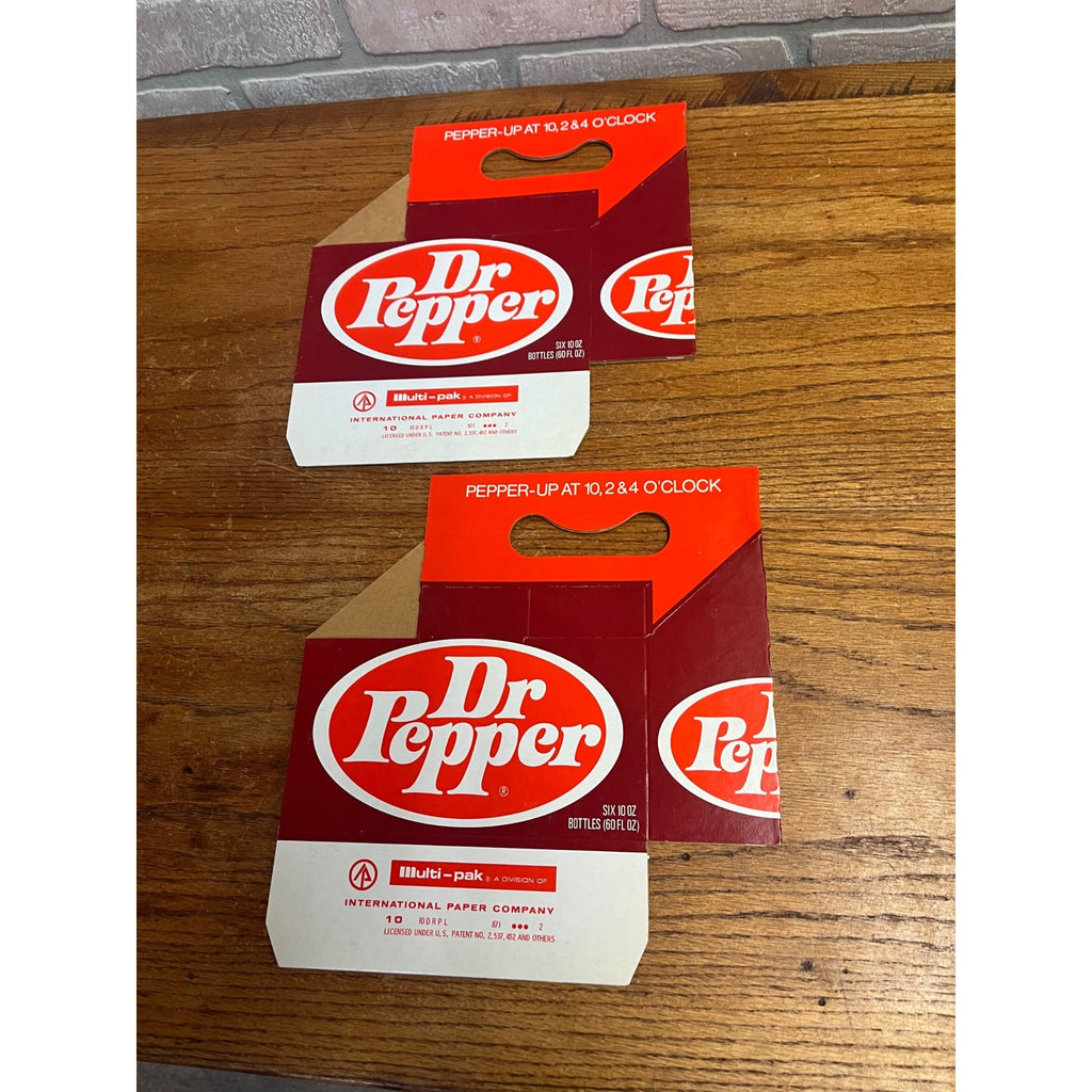 (2) Vintage 1960s Dr Pepper NOS Soda Carrier Totes Advertising Bottle Carrier 10oz