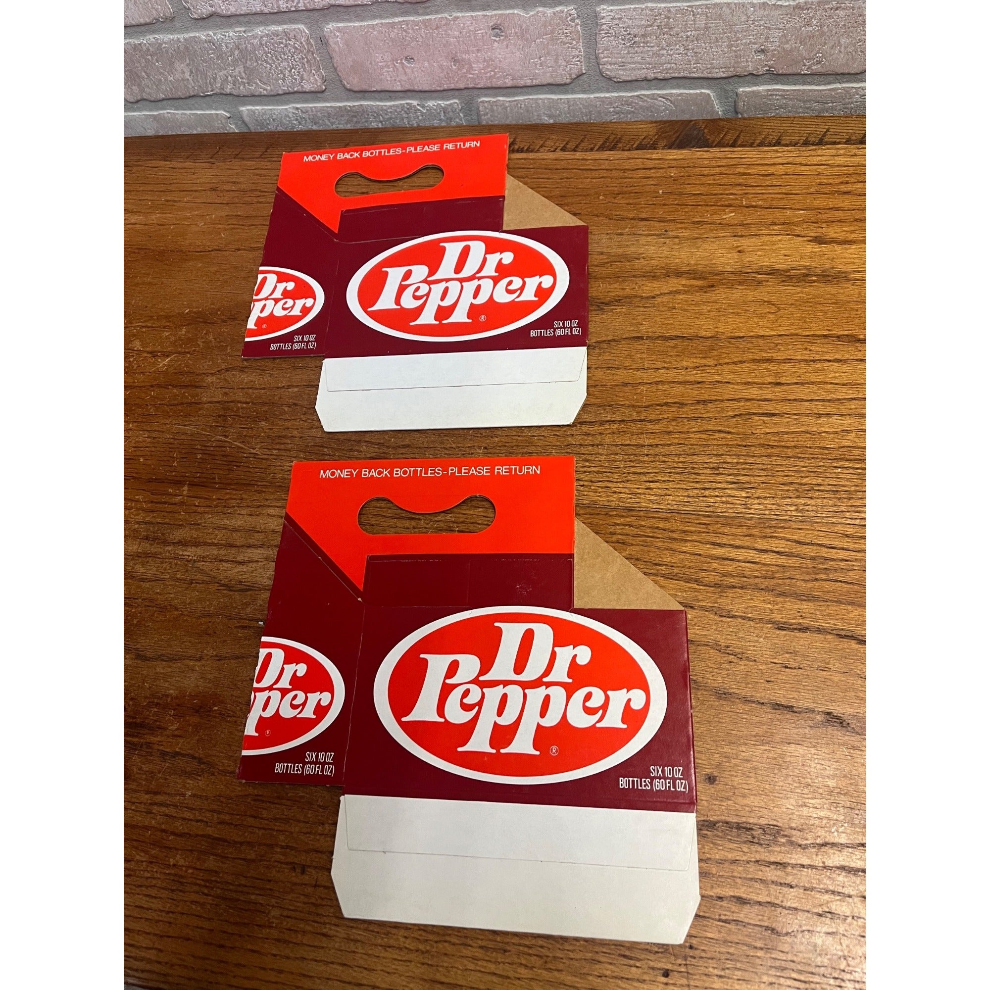 (2) Vintage 1960s Dr Pepper NOS Soda Carrier Totes Advertising Bottle Carrier 10oz