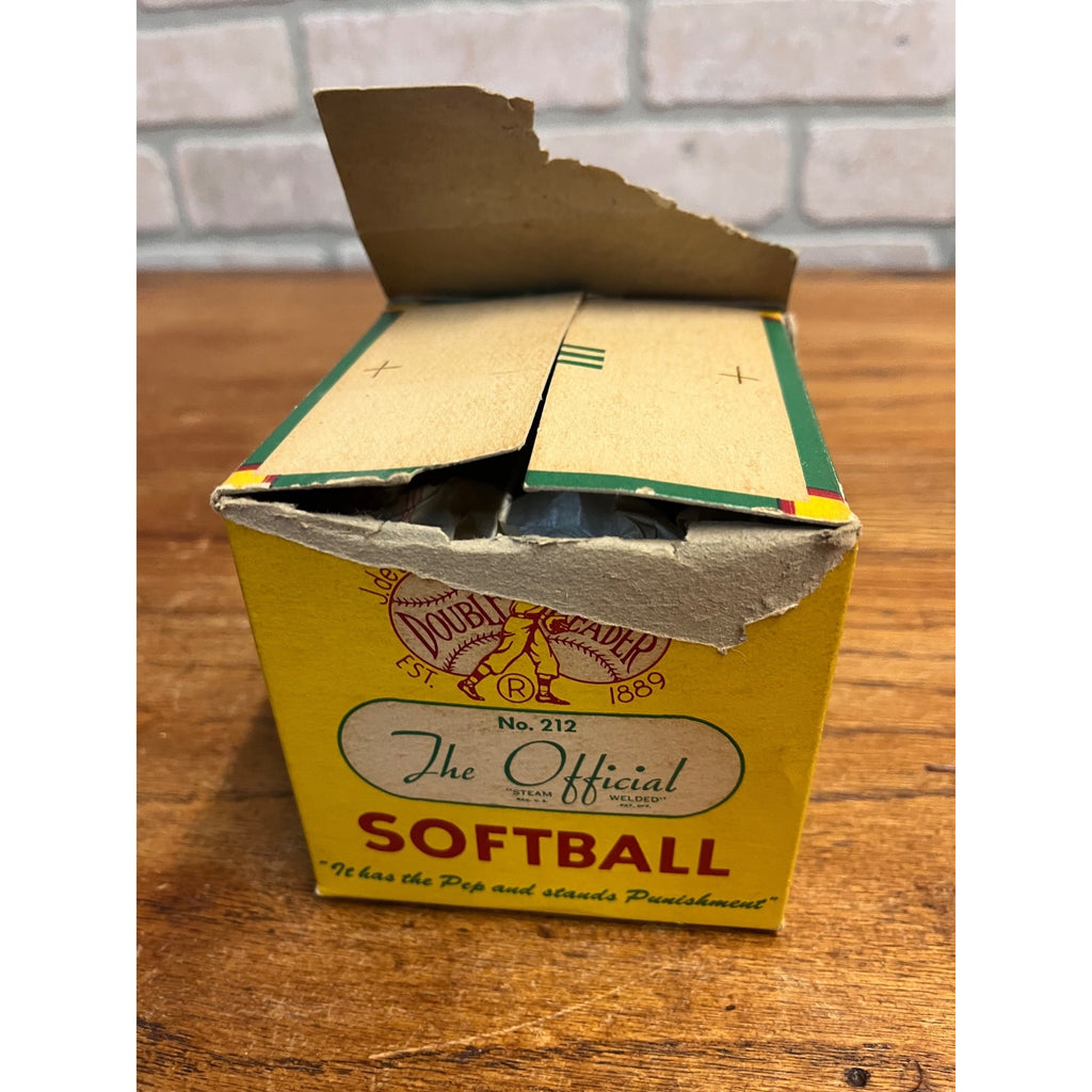 Vintage Official No 212 J De Beer & Son Double Header Softball in Box Unused
