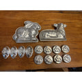 Vintage Lot Easter-Themed Metal Cake and Tart Molds Bunny Rabbits and Lamb Fourteen (14) Pieces