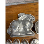 Vintage Lot Easter-Themed Metal Cake and Tart Molds Bunny Rabbits and Lamb Fourteen (14) Pieces