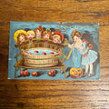 Vintage 1909 Halloween Postcard Embossed Bobbing Apples Girl JOL