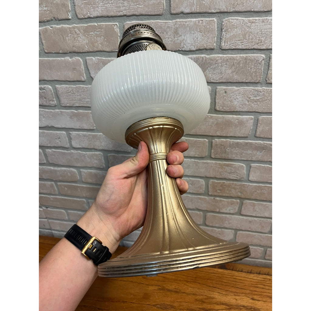 Aladdin Queen White Moonstone Oil Lamp w/ NuType Model B Burner
