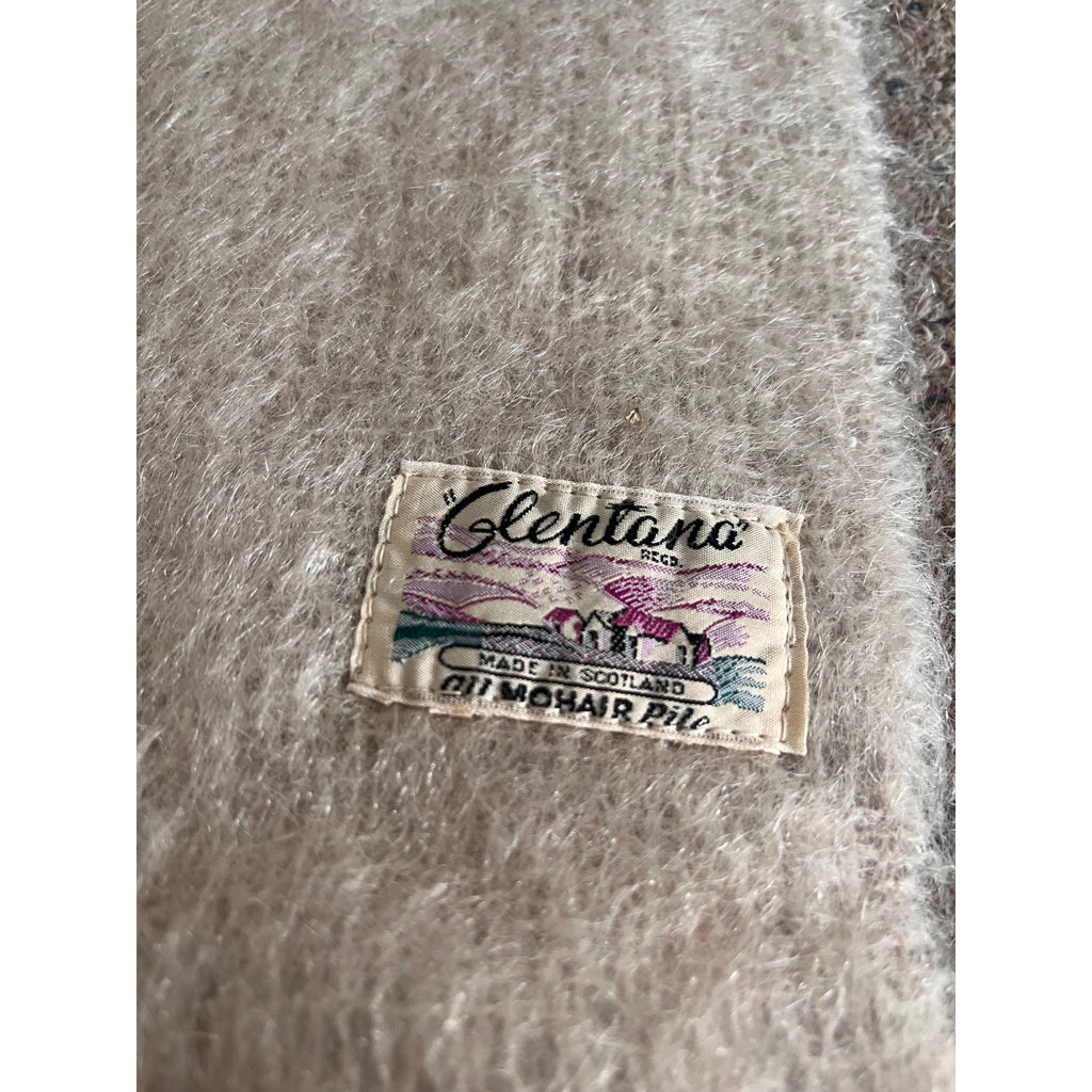 Vintage Glentana Scotland White Short Mohair Wool Scarf 69" x 17.5" - GREAT