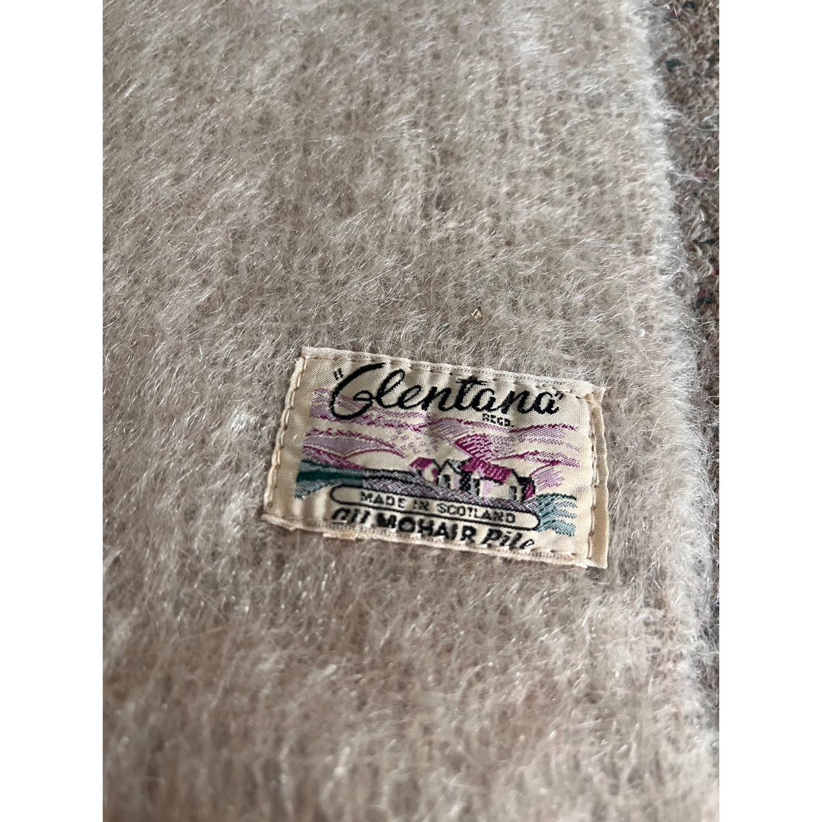 Vintage Glentana Scotland White Short Mohair Wool Scarf 69" x 17.5" - GREAT