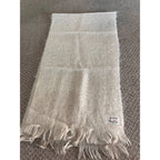 Vintage Glentana Scotland White Short Mohair Wool Scarf 69" x 17.5" - GREAT