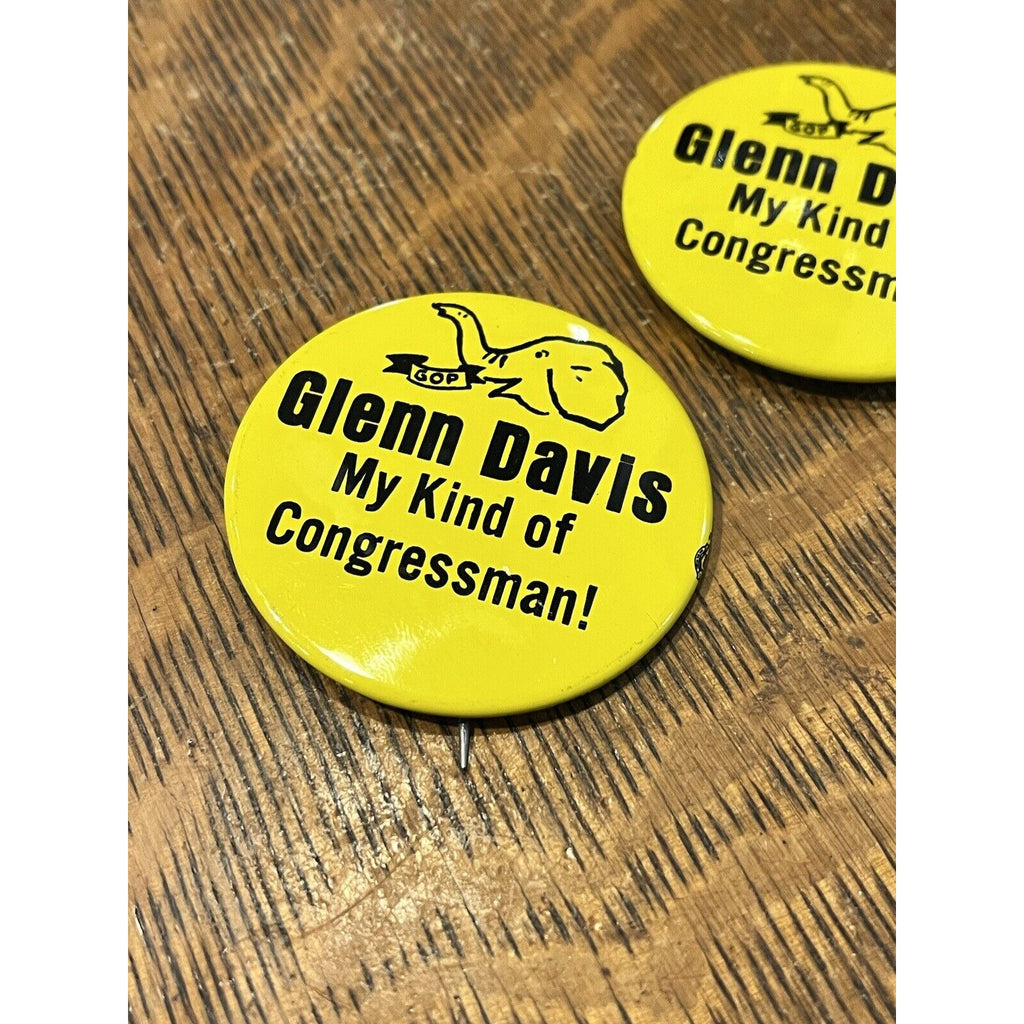 Vintage 1964 Glenn Davis for Congress Republican GOP Wisconisn 9th District Pins