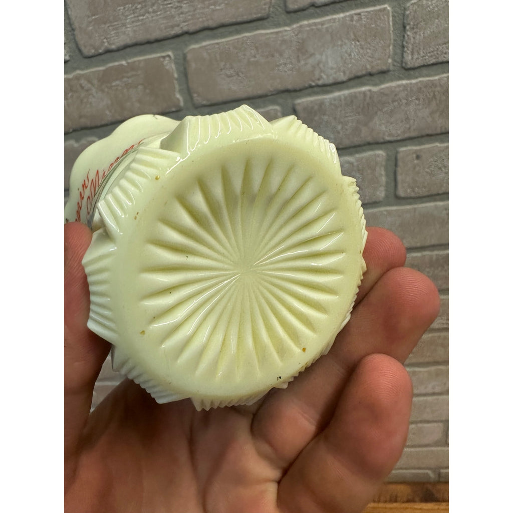 Vintage Uranium Souvenir Custard Glass Toothpick Holder Brownton MN