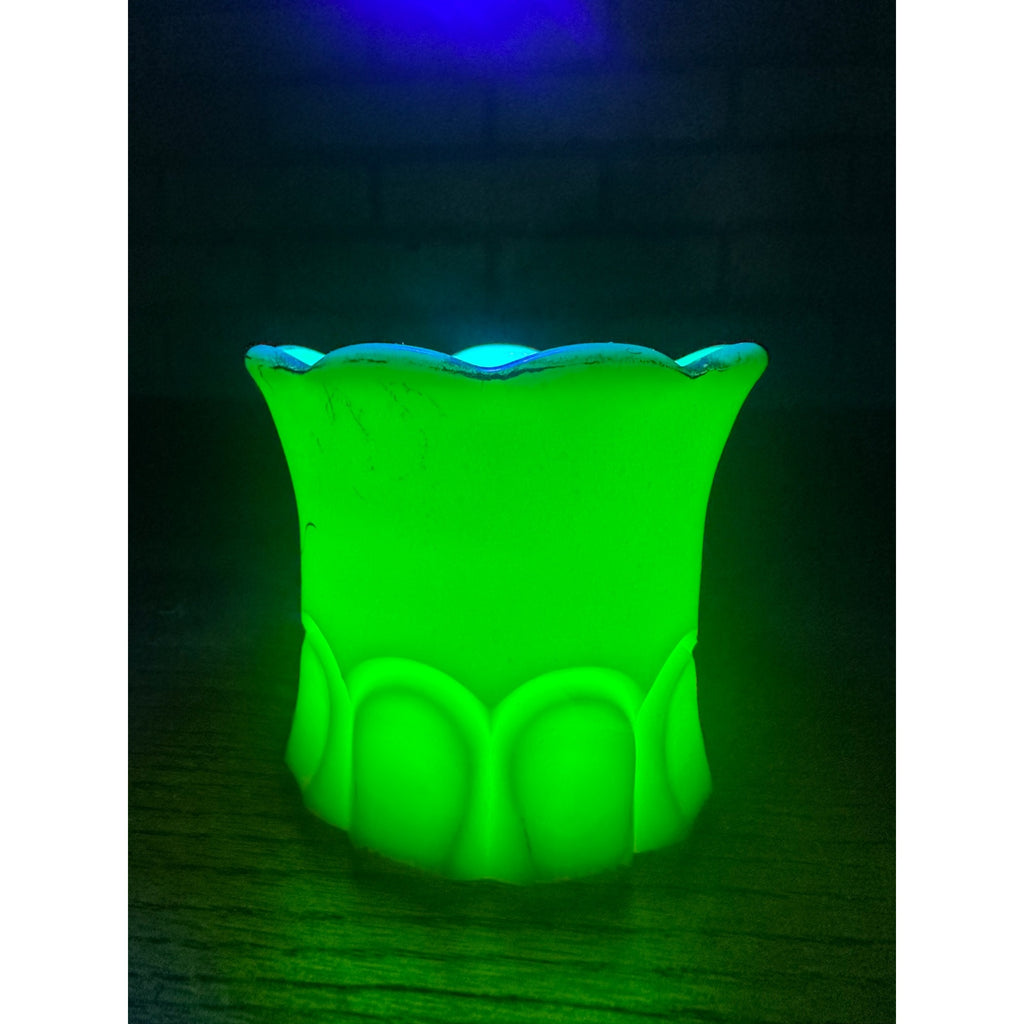 Vintage Uranium Souvenir Custard Glass Toothpick Holder Brownton MN