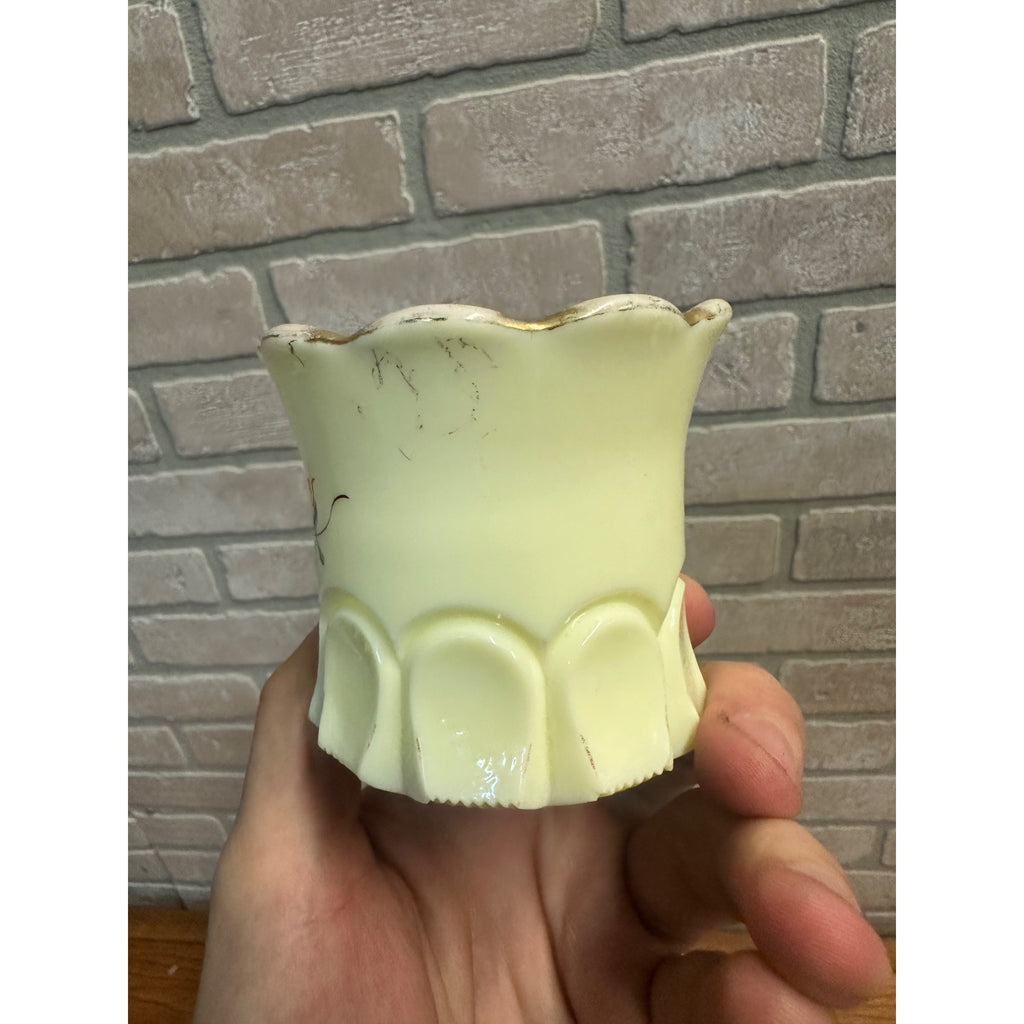 Vintage Uranium Souvenir Custard Glass Toothpick Holder Brownton MN