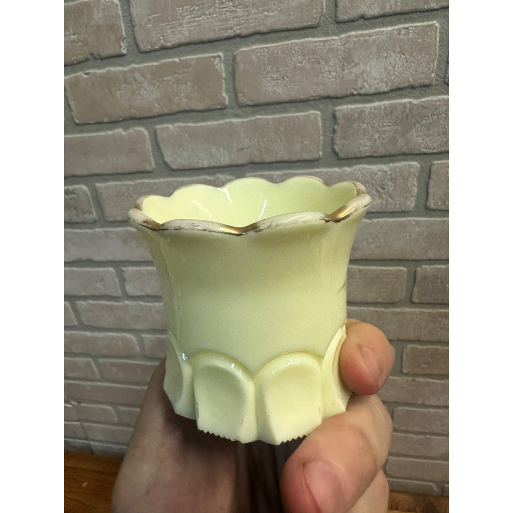 Vintage Uranium Souvenir Custard Glass Toothpick Holder Brownton MN