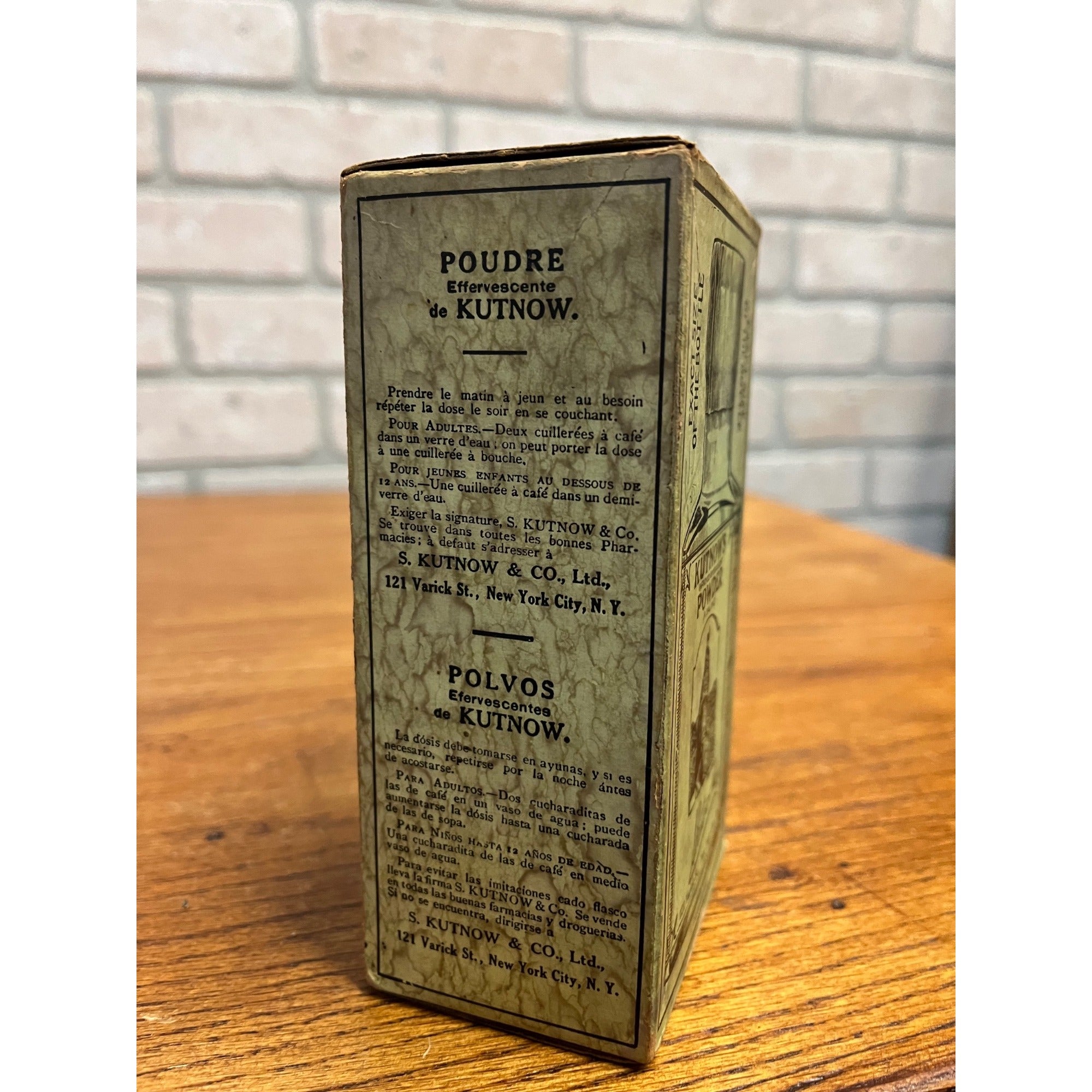 Vintage Kutnow's Powder Remedy Quack Medicine Bottle & Box New Old Stock