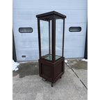 Large Custom Wood & Glass Display Case w/ Shelves Narrow Retail Store Case