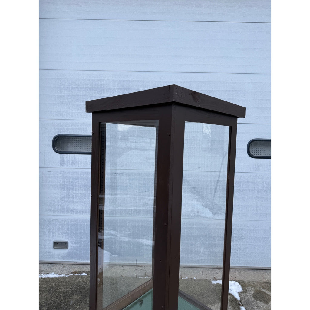 Large Custom Wood & Glass Display Case w/ Shelves Narrow Retail Store Case