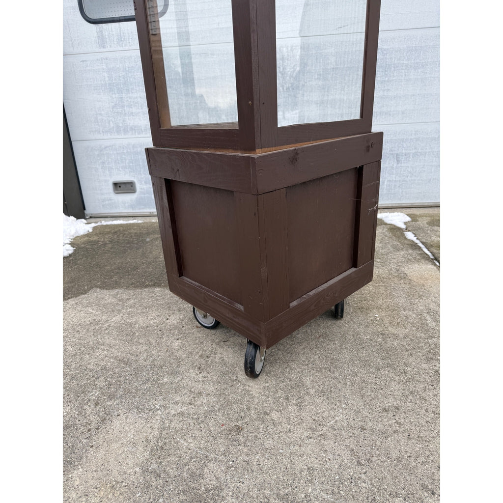 Large Custom Wood & Glass Display Case w/ Shelves Narrow Retail Store Case