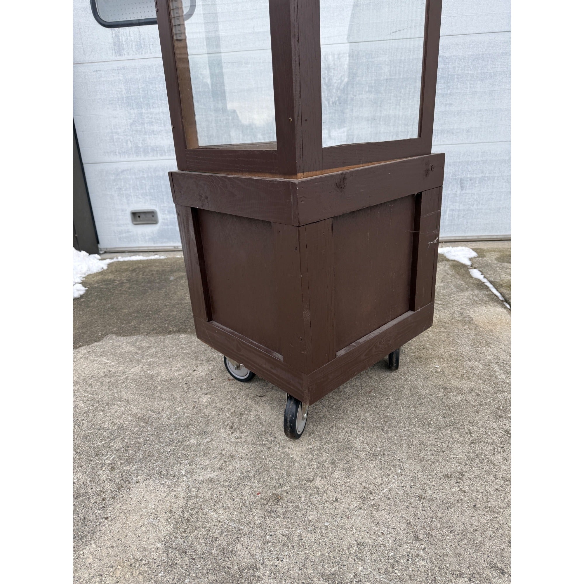 Large Custom Wood & Glass Display Case w/ Shelves Narrow Retail Store Case