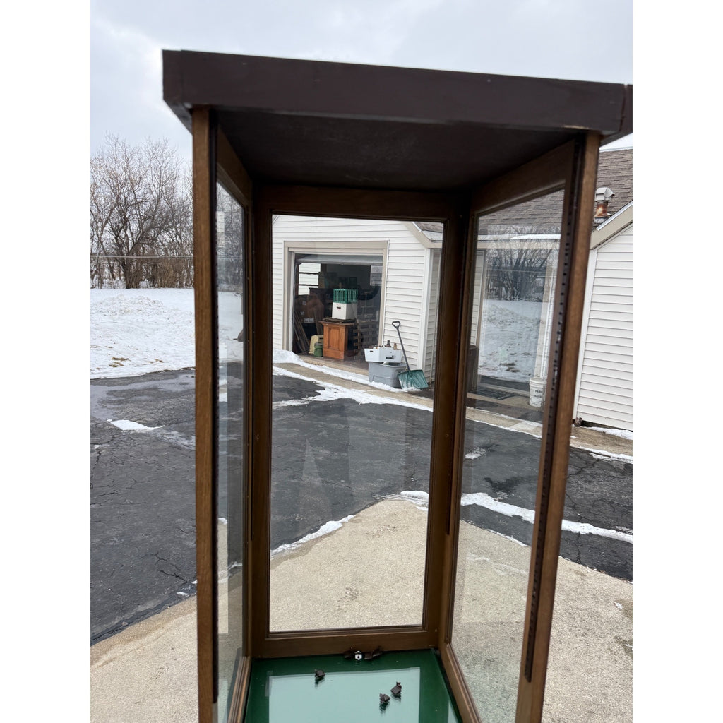 Large Custom Wood & Glass Display Case w/ Shelves Narrow Retail Store Case