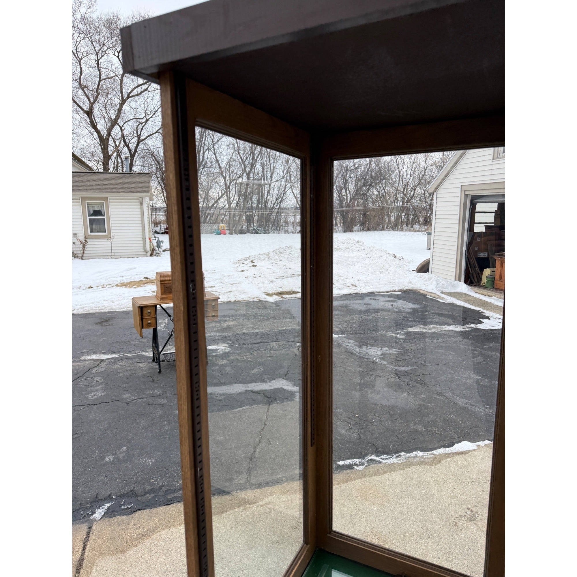 Large Custom Wood & Glass Display Case w/ Shelves Narrow Retail Store Case