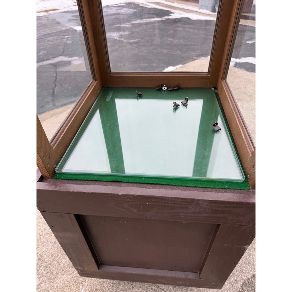 Large Custom Wood & Glass Display Case w/ Shelves Narrow Retail Store Case