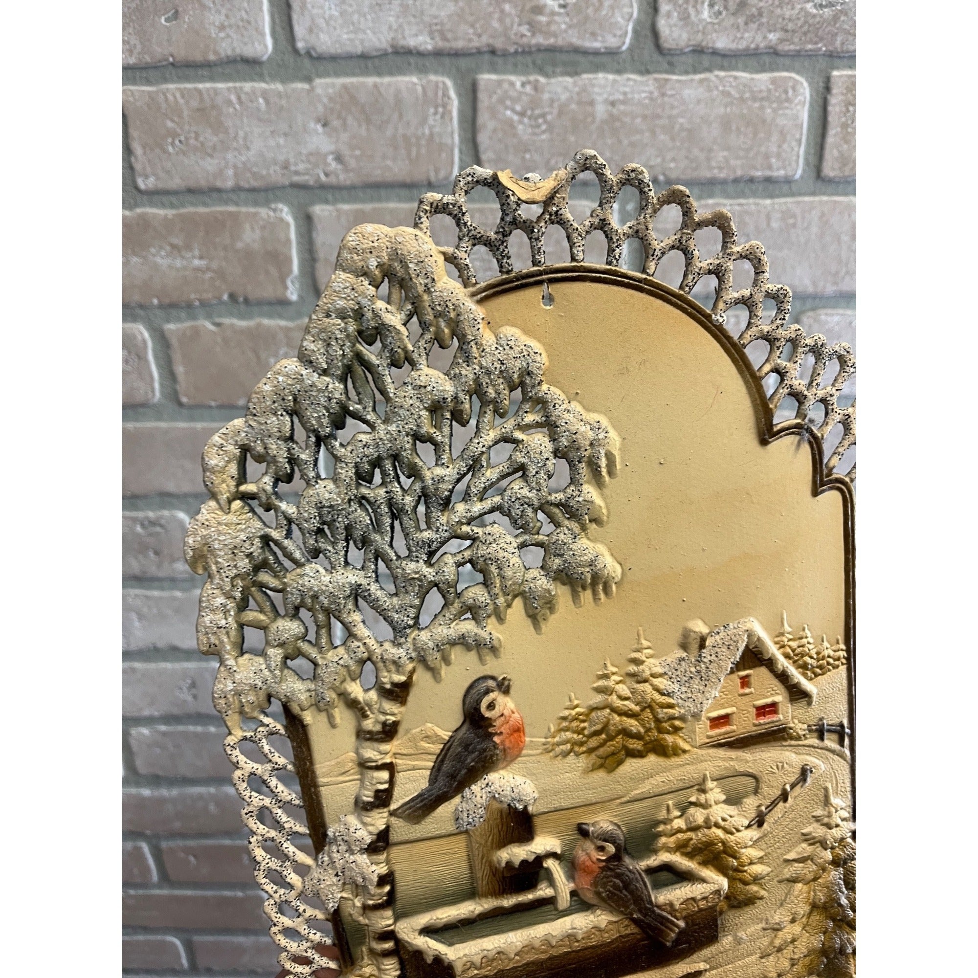 German Victorian Advertising Diecut Calendar Sign St John Washington Robins Bird
