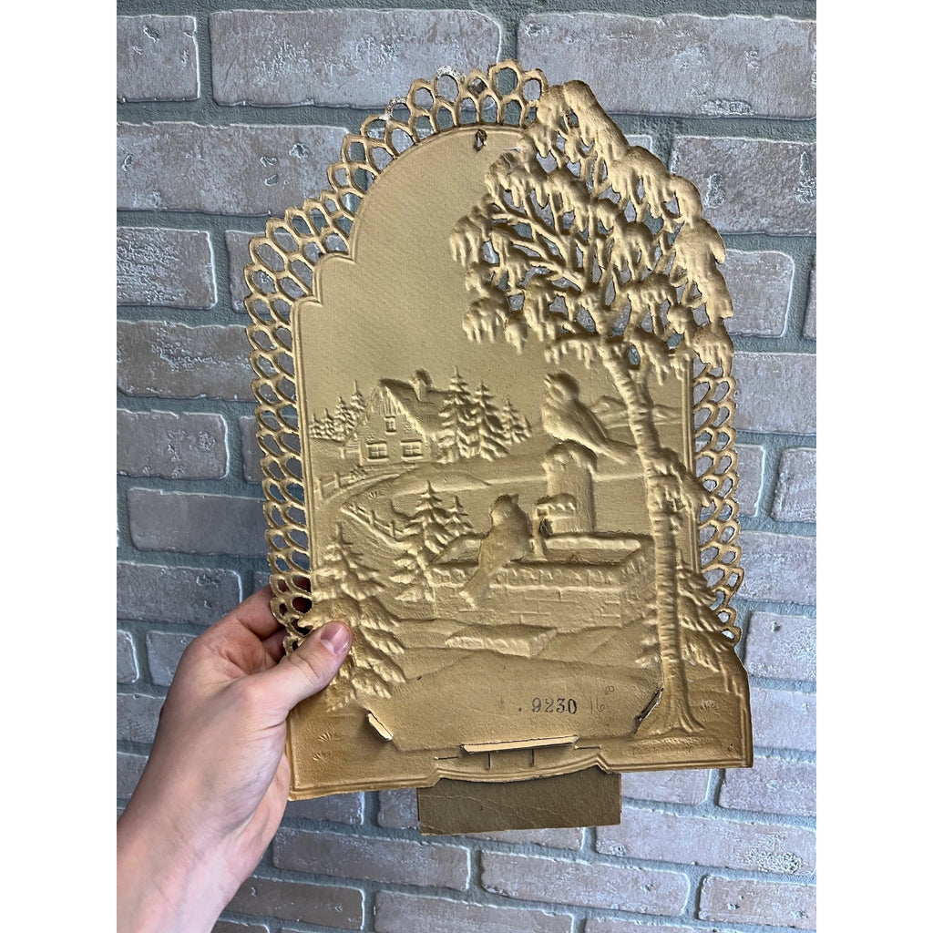 German Victorian Advertising Diecut Calendar Sign St John Washington Robins Bird