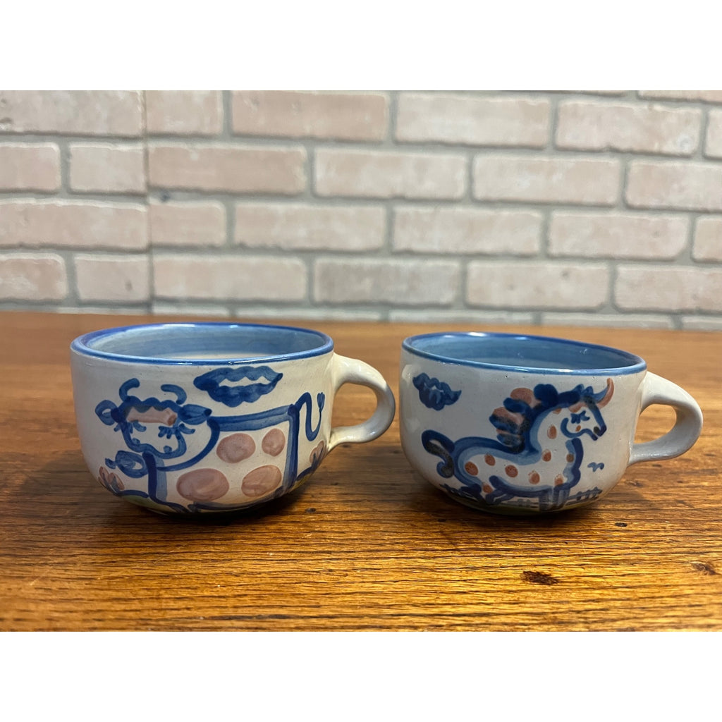 Vintage M.A. Hadley Set (6) Farm Animals Coffee / Tea Cups Cow Horse Dog Pig ++