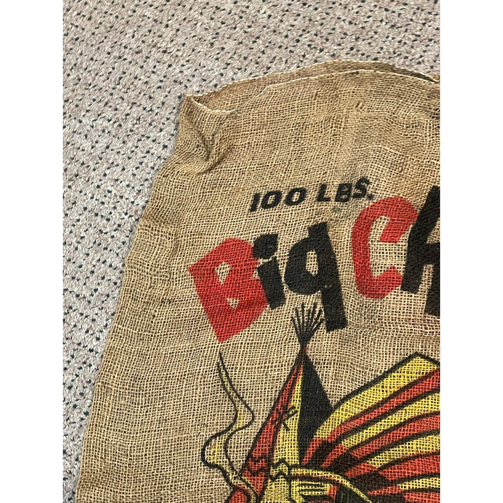 Vintage Big Chief Potatoes Harold Solk & Sons Plover Wisconsin burlap sack