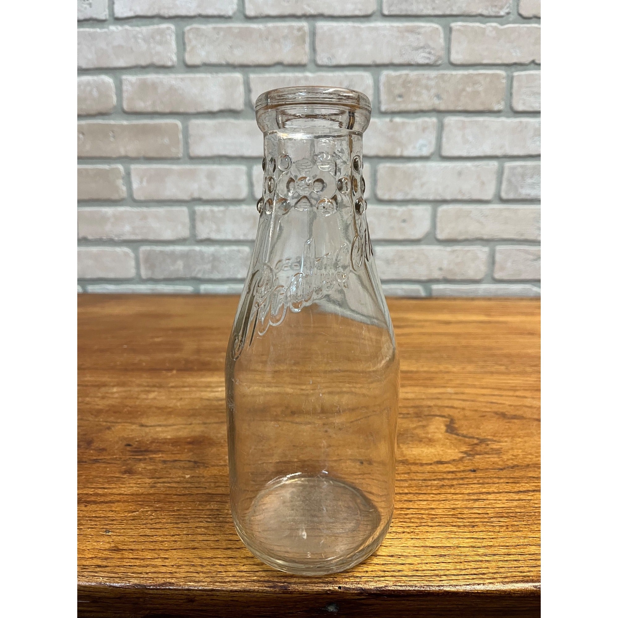 Producers Dairy Products Inc. One Quart Embossed Milk Bottle Crawfordsville, IN