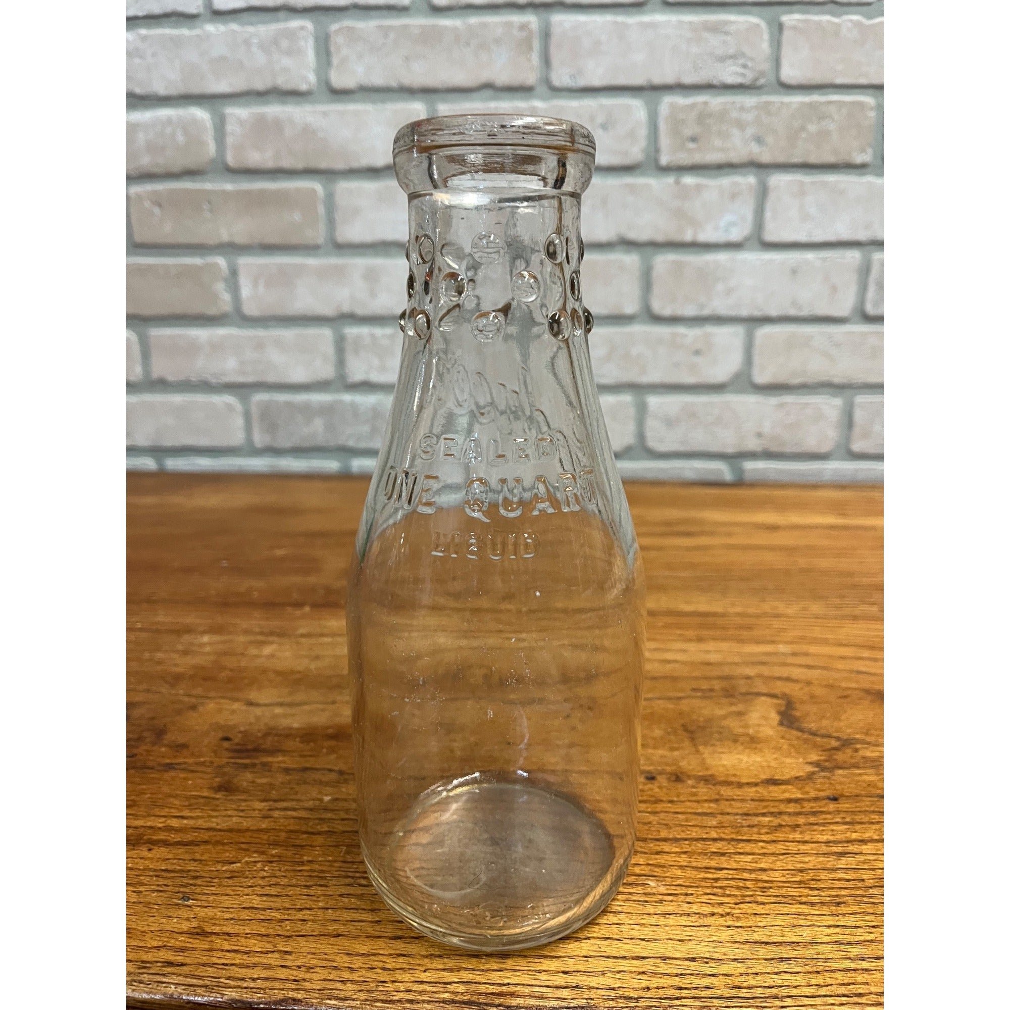 Producers Dairy Products Inc. One Quart Embossed Milk Bottle Crawfordsville, IN