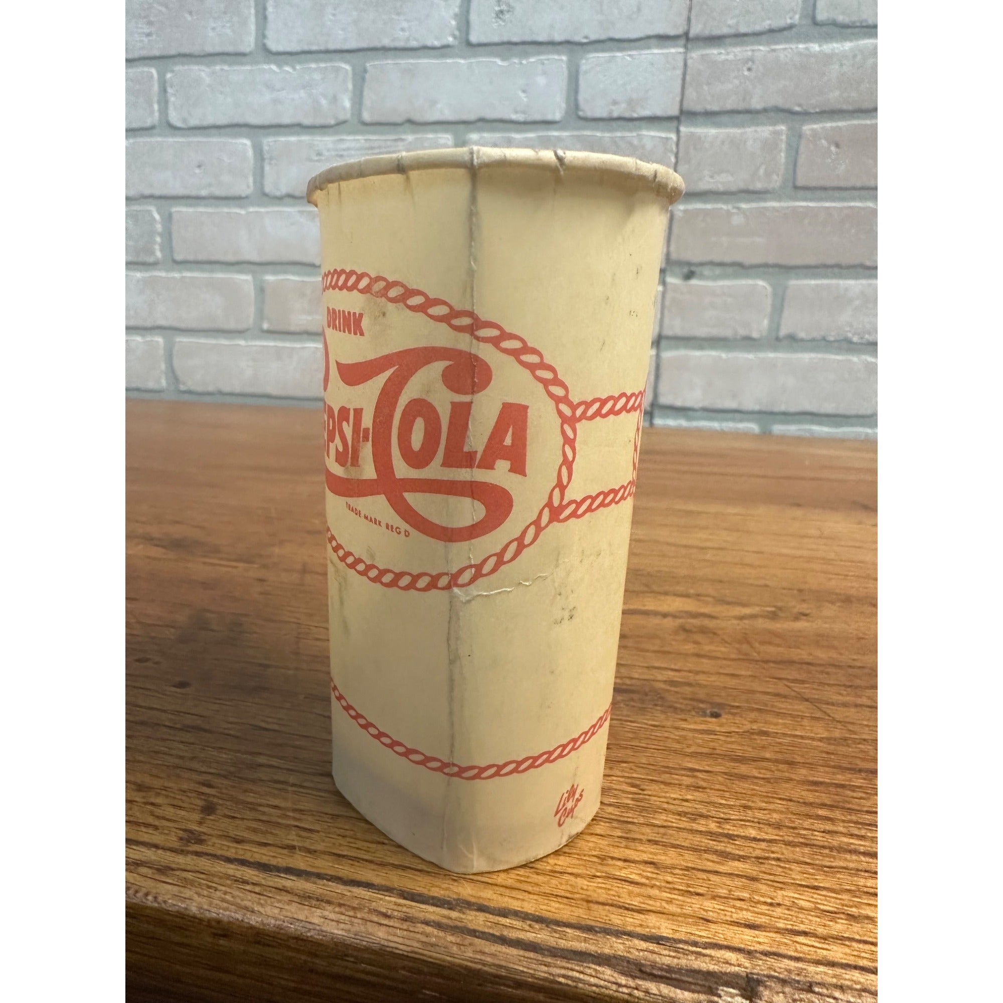 SCARCE Vintage Drink Pepsi Cola Lily Wax Sample Tester Cup Red 4.5"