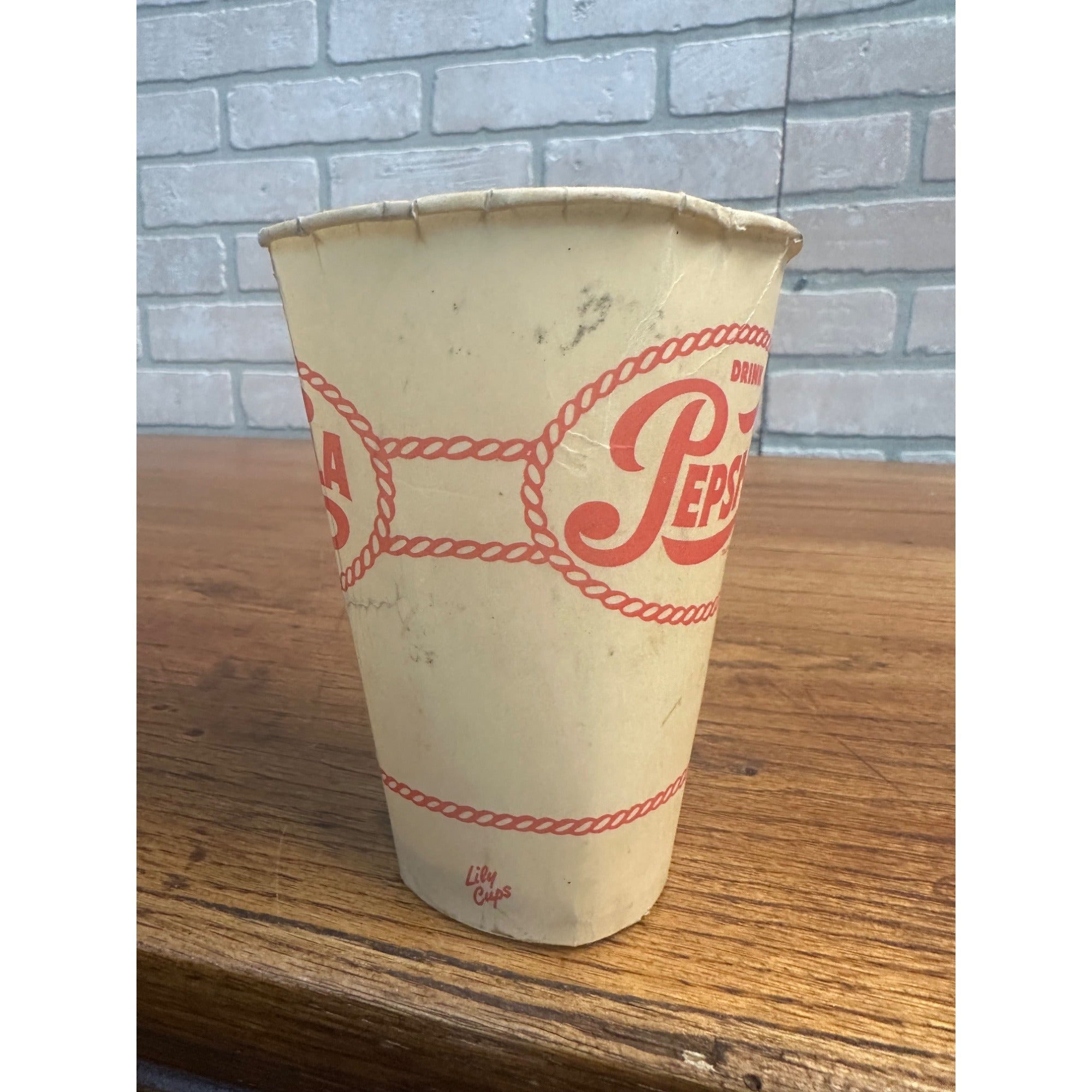SCARCE Vintage Drink Pepsi Cola Lily Wax Sample Tester Cup Red 4.5"