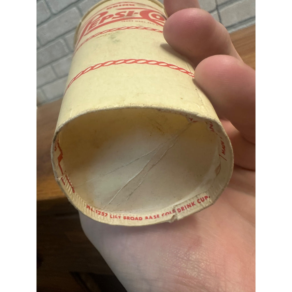 SCARCE Vintage Drink Pepsi Cola Lily Wax Sample Tester Cup Red 4.5"