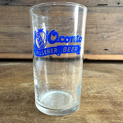 Vintage Oconto Wisconsin Blue Shell Beer Glass 4.5" tall