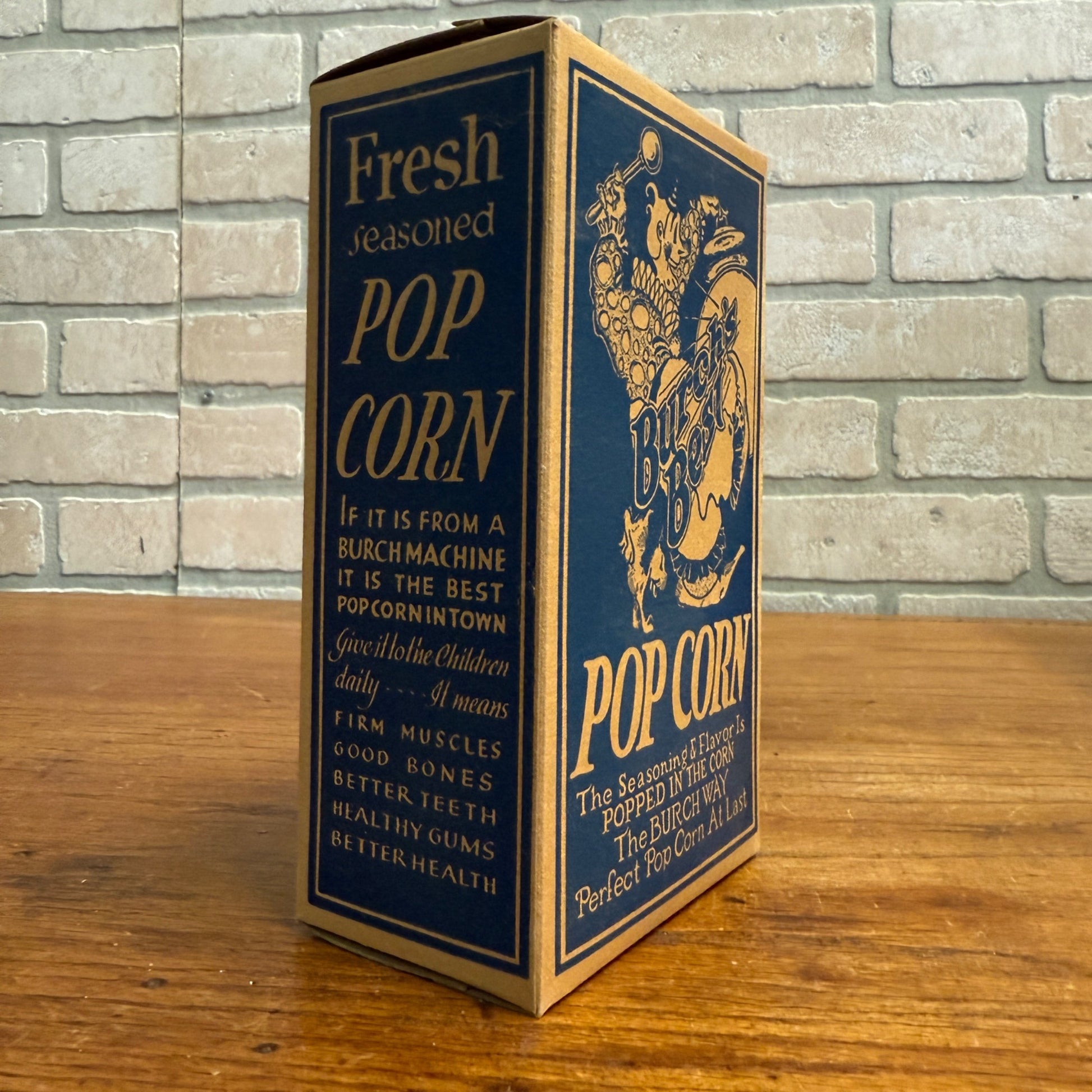 Vintage Burch's Best Popcorn Box Advertising Movie Theater Clown