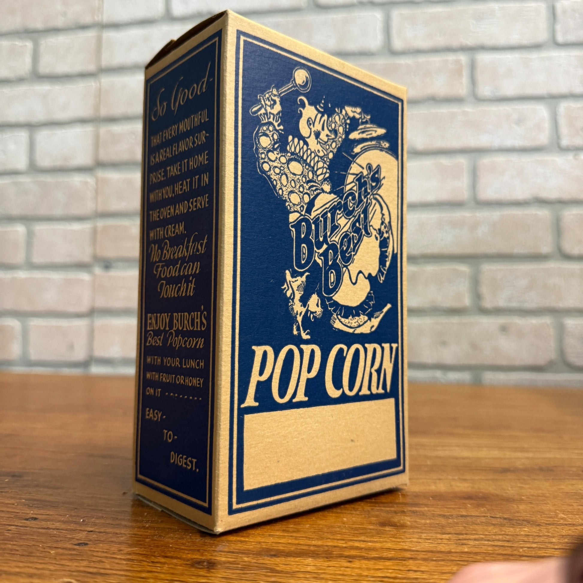 Vintage Burch's Best Popcorn Box Advertising Movie Theater Clown