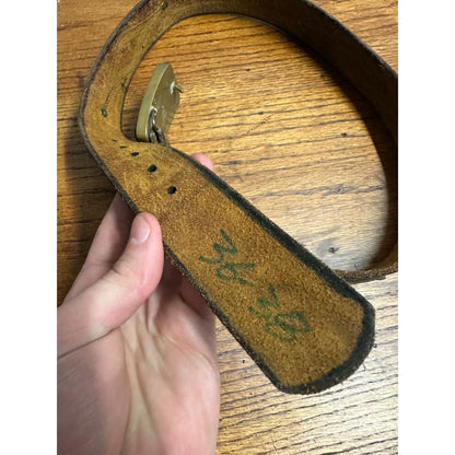 Vintage Southwestern Western Handcrafted Leather Belt Peacock Feathers Size 36