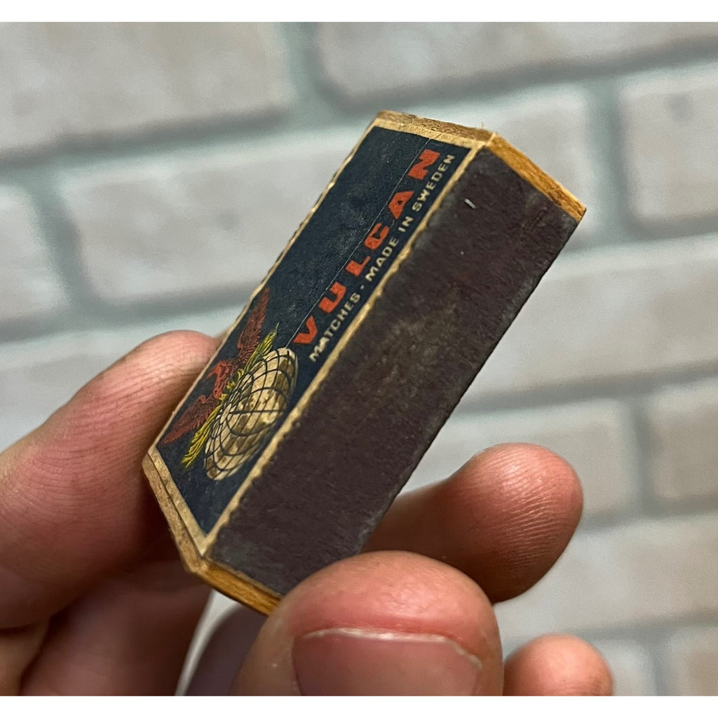 Vintage Vulcan Safety Match Box - FULL - Sweden Bird Globe Matches Antique