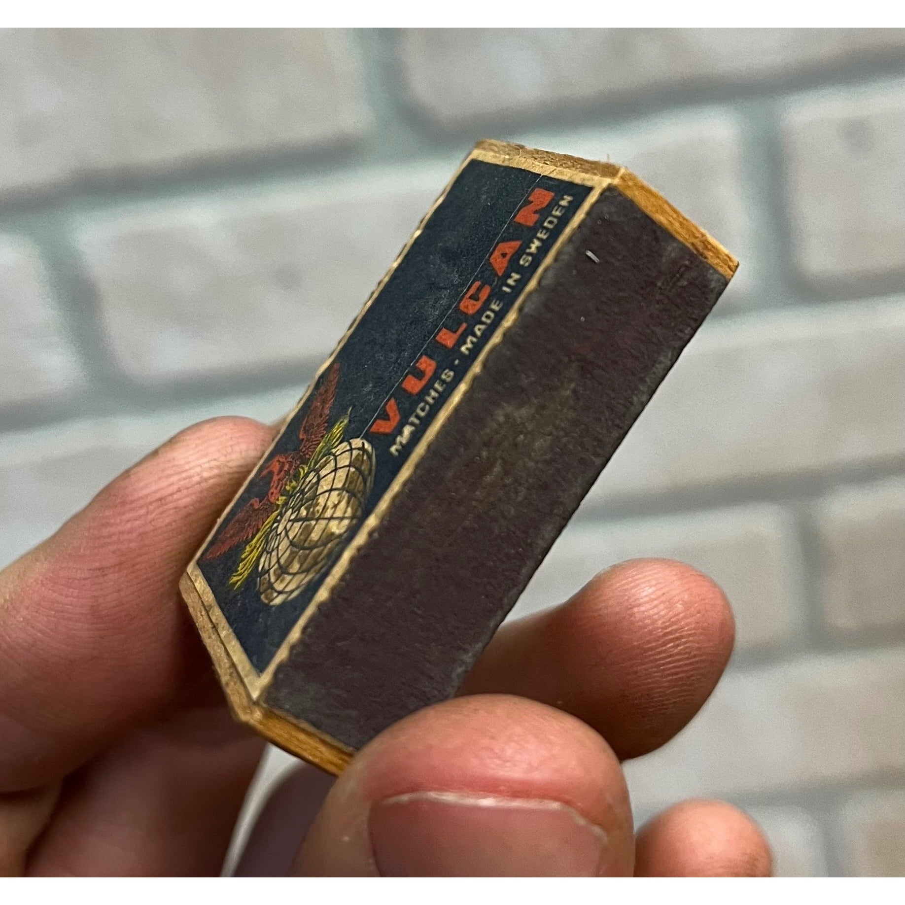 Vintage Vulcan Safety Match Box - FULL - Sweden Bird Globe Matches Antique