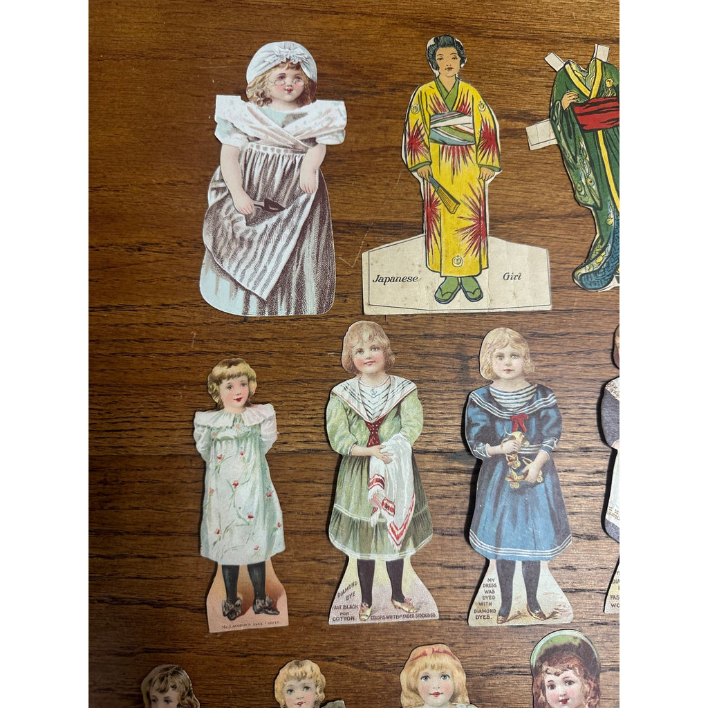 Antique 1880s Victorian Diecut Advertising Trade Cards Paper Dolls Diamond Dye Coffee ++